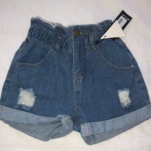 Paper bag Waist Denim Shorts